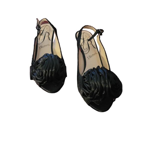 J. Renee Black Satin Wedge Heels - 8 1/2 Medium - New in Box - Picture 4 of 7